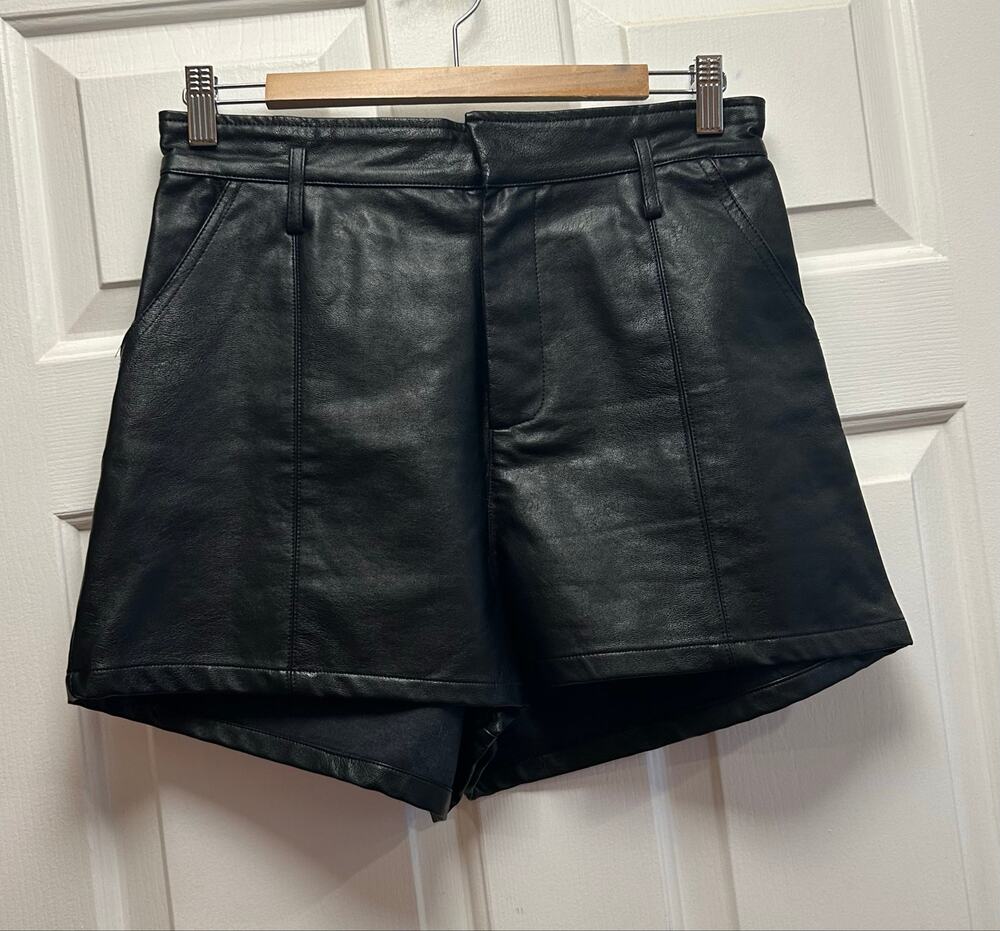 Altar'd State Black Faux Leather Shorts Pocket Details, Size M